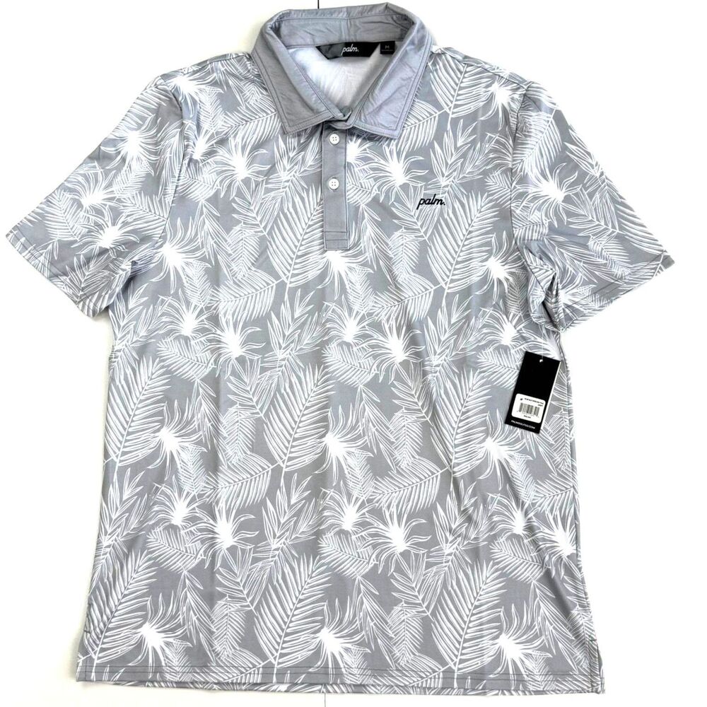 Palm Golf Men's Overlook Polo Grey White Medium NWT